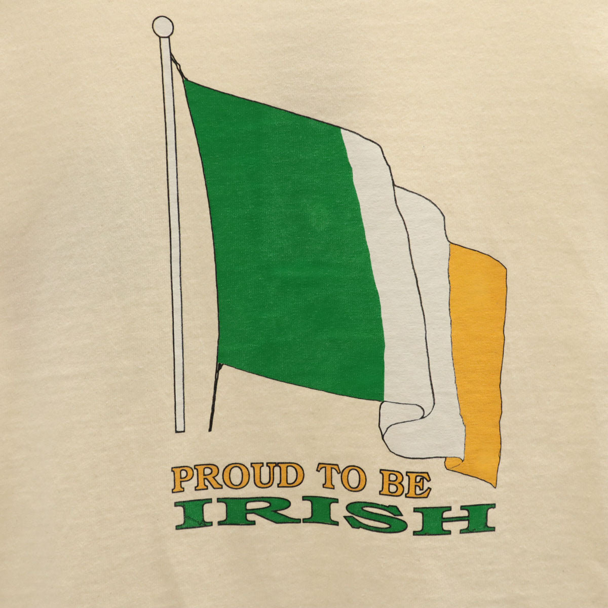 COTTON DELUXE コットンデラックス 90s USA製 オールド メッセージ 半袖 ヘンリーネック Tシャツ XL ベージュ シングルステッチ IRISH メンズ