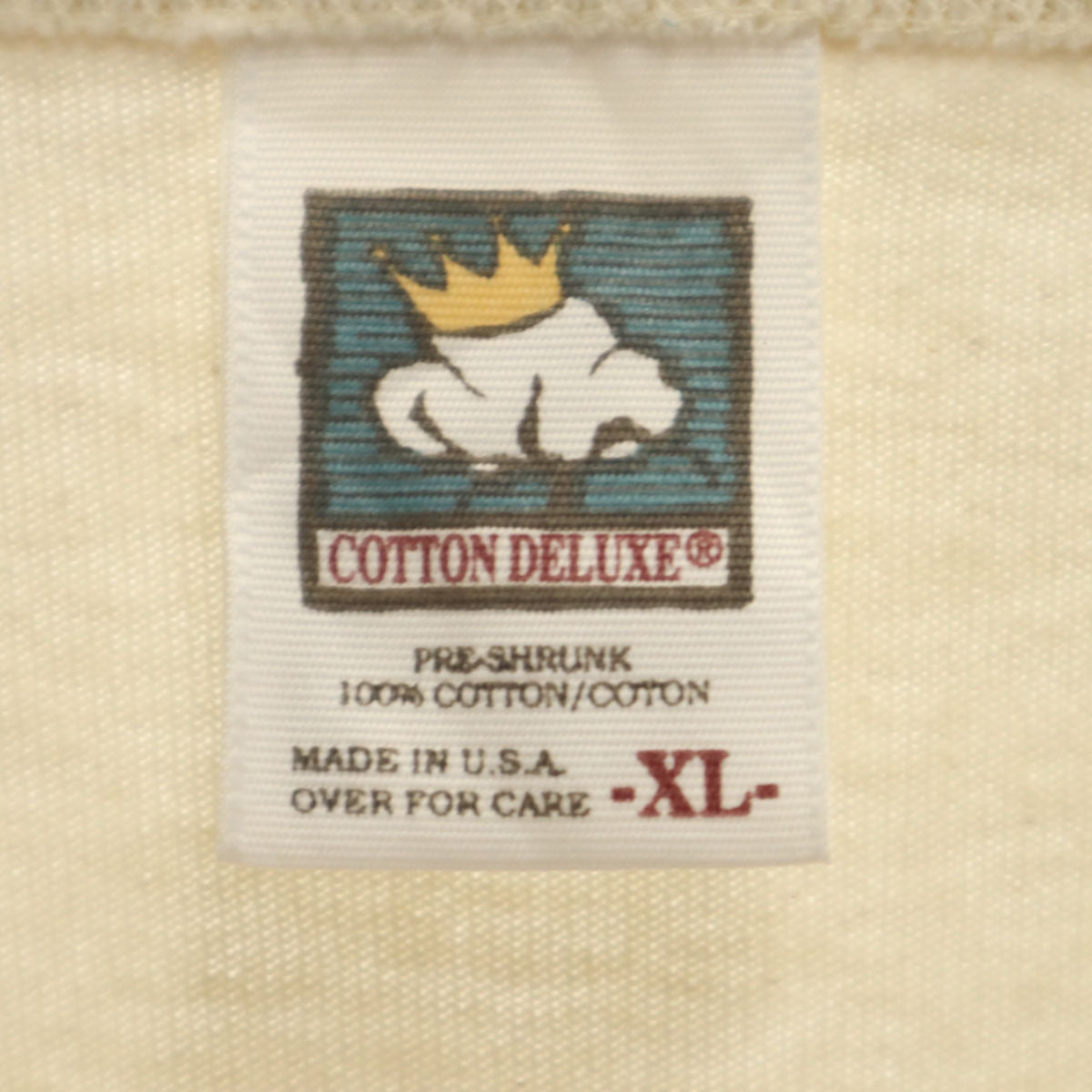 COTTON DELUXE コットンデラックス 90s USA製 オールド メッセージ 半袖 ヘンリーネック Tシャツ XL ベージュ シングルステッチ IRISH メンズ