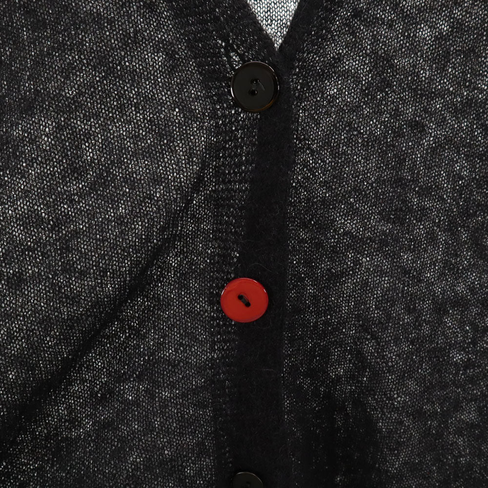 LIVIANA CONTI リビアナコンティ イタリア製 アルパカブレンド 長袖 シースルー Vネック ニットカーディガン ブラック系 レディース