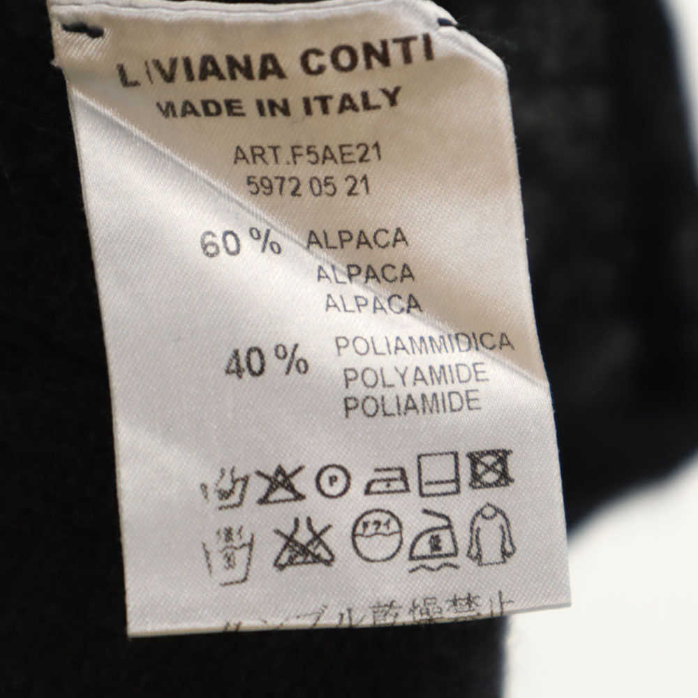 LIVIANA CONTI リビアナコンティ イタリア製 アルパカブレンド 長袖 シースルー Vネック ニットカーディガン ブラック系 レディース
