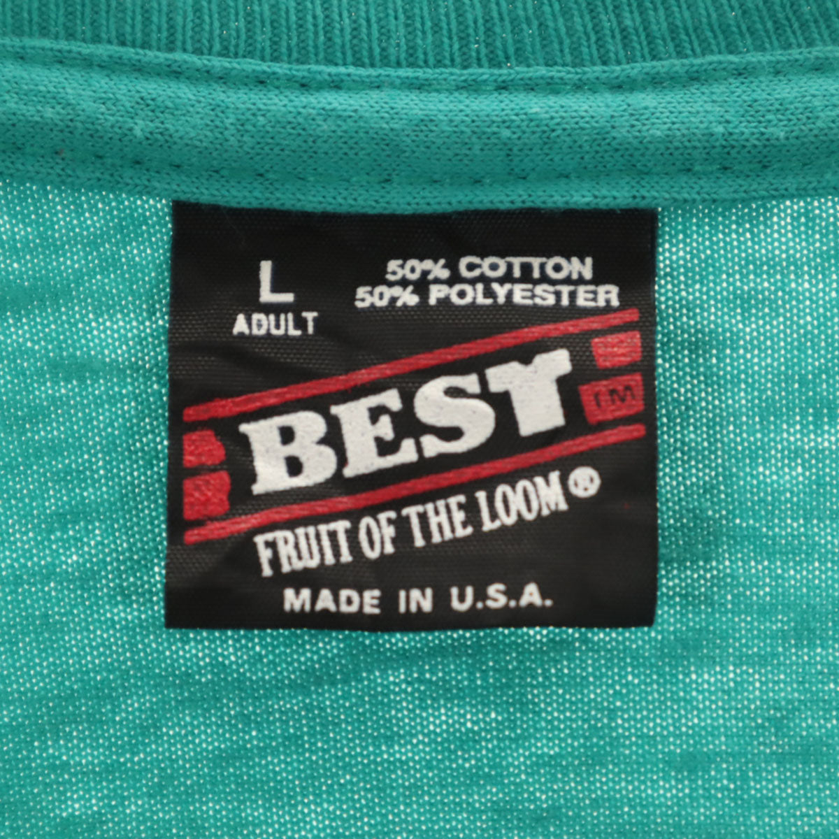 FRUIT OF THE LOOM フルーツオブザルーム 90s USA製 オールド 半袖 Tシャツ L グリーン系 シングルステッチ メンズ