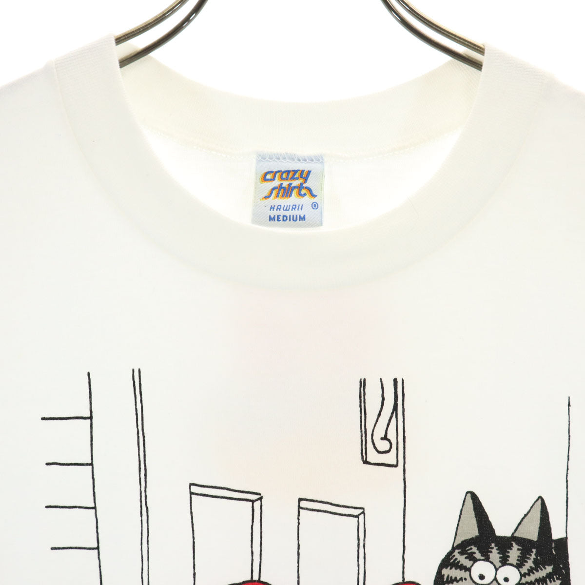 Crazy Shirt クレイジーシャツ 90s オールド USA製 プリント 半袖 ADOPT-A-CAT Tシャツ M ホワイト メンズ
