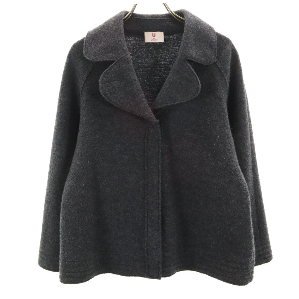 U by ungaro ユーバイウンガロ 日本製 圧縮ウール ジャケット L チャコールグレー レディース
