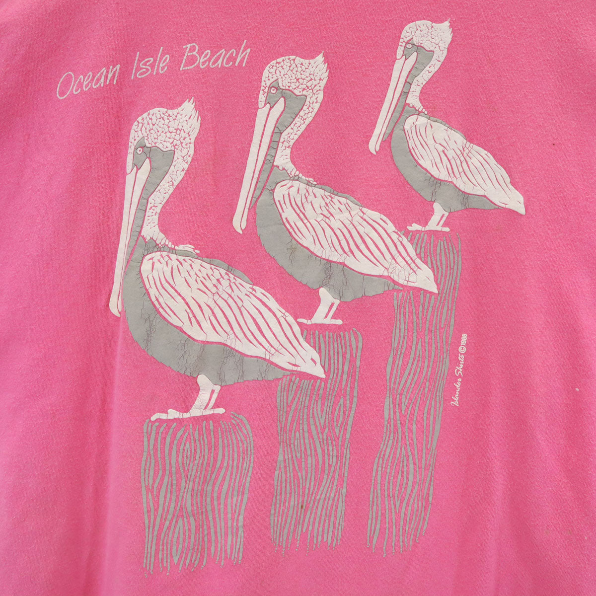 Hanes ヘインズ 80s USA製 ヴィンテージ Ocean Isle Beach 半袖 Tシャツ XL ピンク シングルステッチ BEEFY-T メンズ