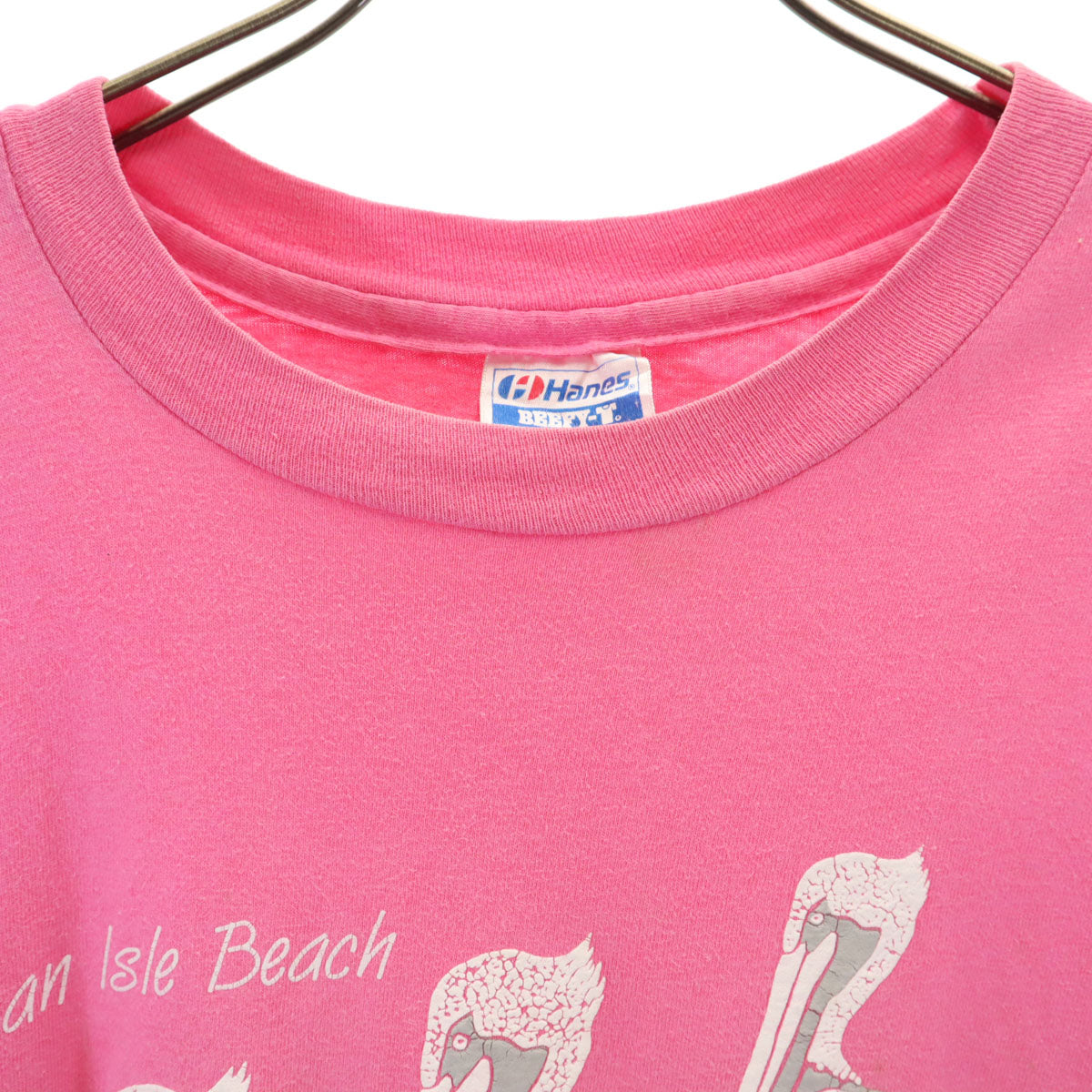 Hanes ヘインズ 80s USA製 ヴィンテージ Ocean Isle Beach 半袖 Tシャツ XL ピンク シングルステッチ BEEFY-T メンズ