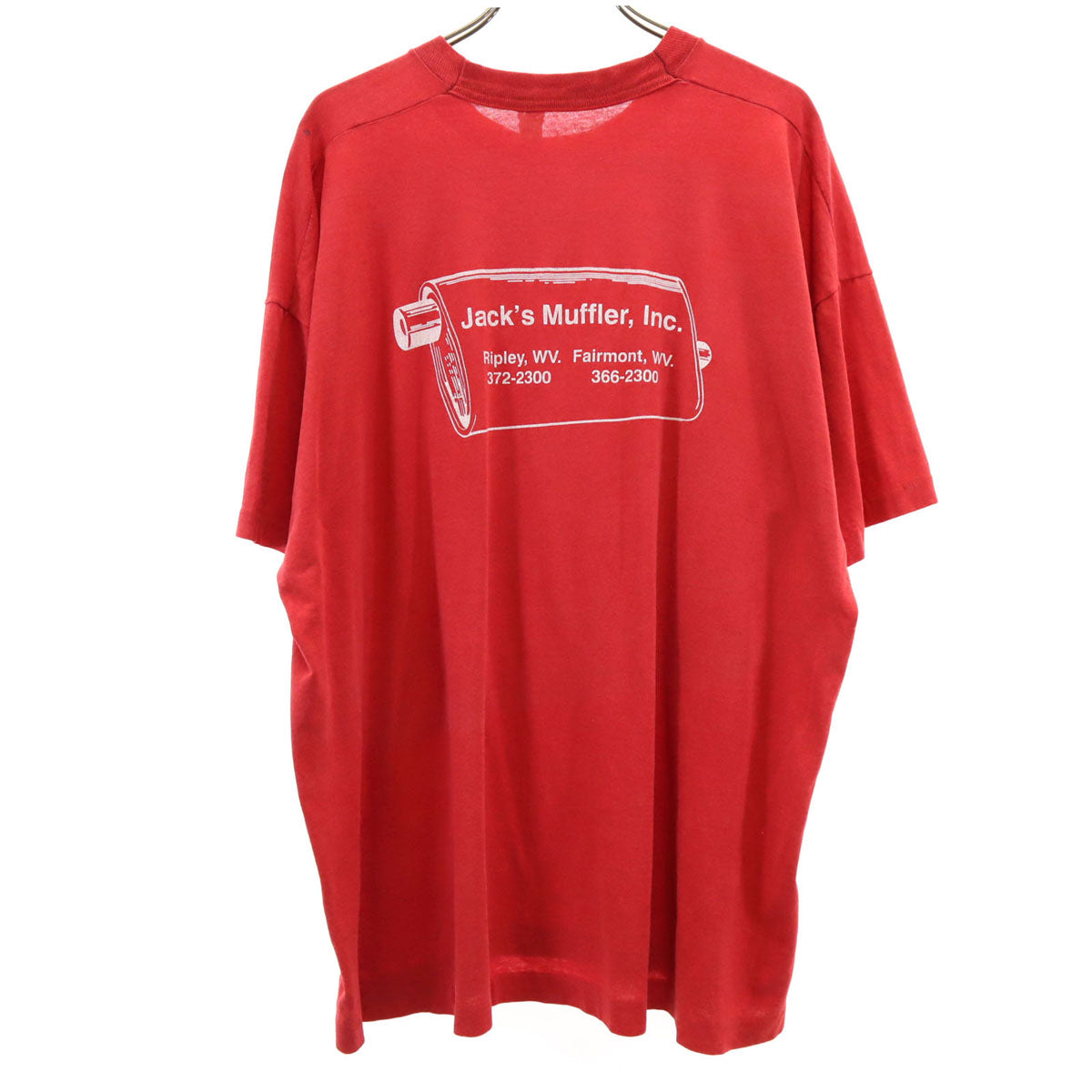 90s オールド 企業モノ バックプリント 半袖 Tシャツ レッド シングルステッチ メンズ