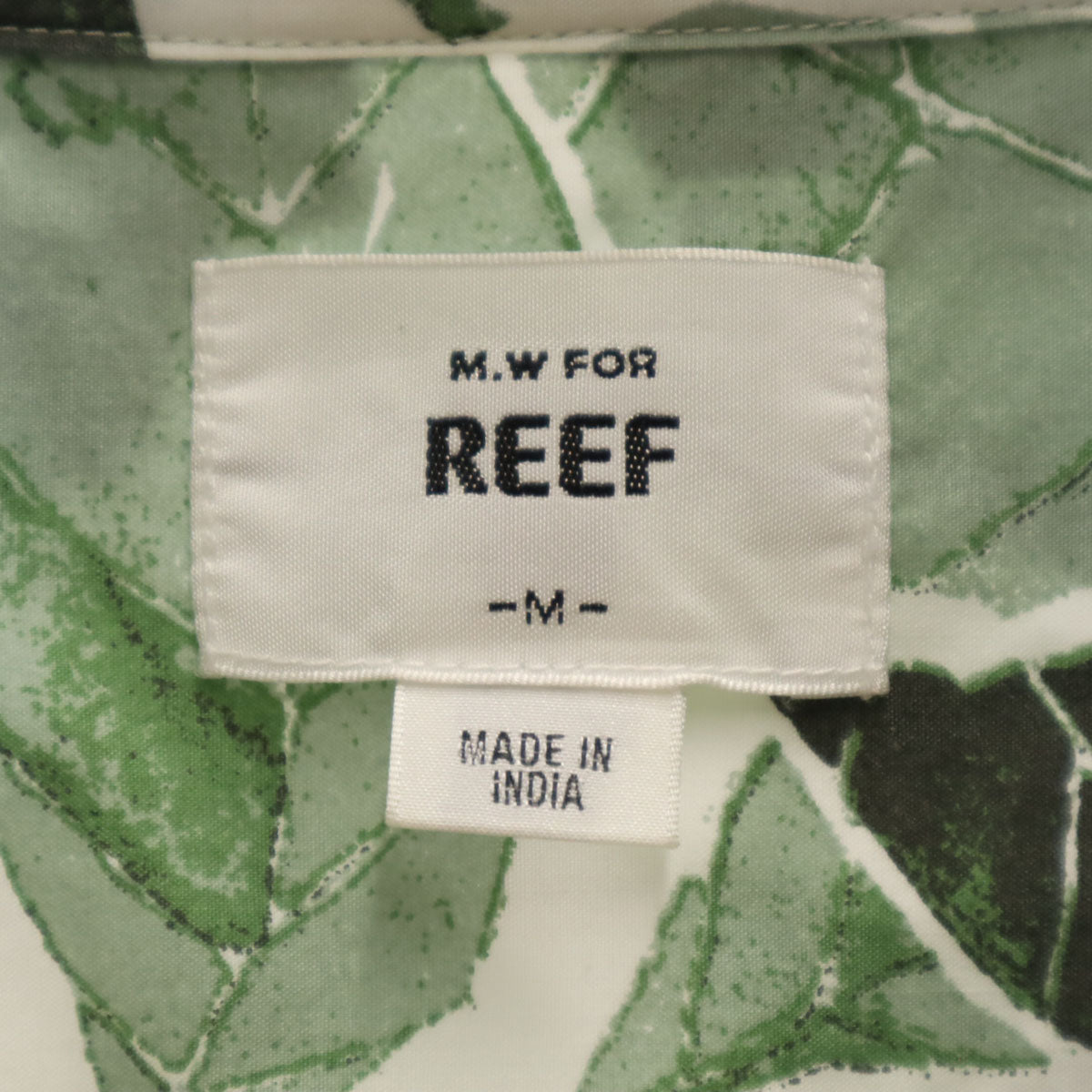M.W FOR REEF エムダブリューフォーリーフ リーフ柄 半袖 ボタンダウンシャツ M グリーン メンズ