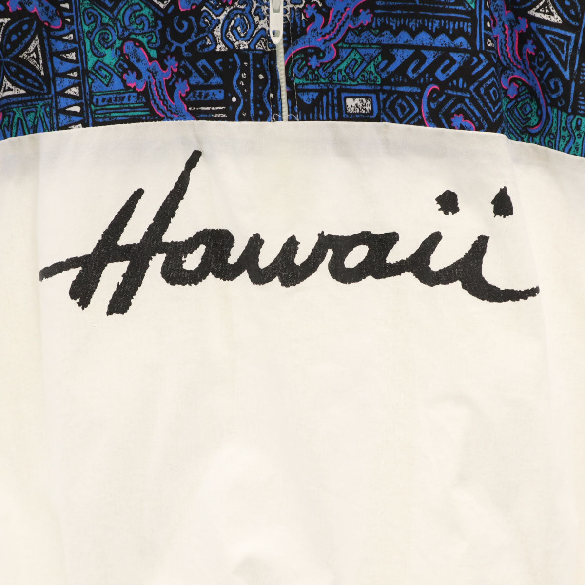 Aloha Hawaiian Fashiobs 80s ハワイ製 ヴィンテージ 半袖 TALON ロケットジップ ポロシャツ ONE ホワイト メンズ