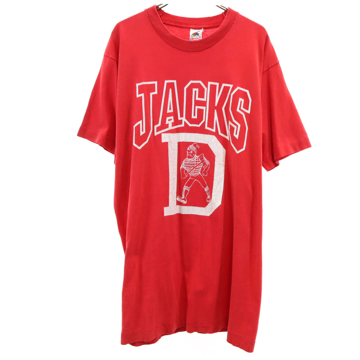 FRUIT OF THE LOOM フルーツオブザルーム 90s USA製 オールド JACKS 半袖 Tシャツ L レッド シングルステッチ メンズ