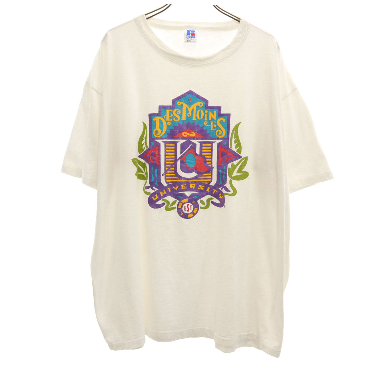 RUSSELL ATHLETIC ラッセルアスレチック 90s USA製 オールド DESMOINES 半袖 Tシャツ XL ホワイト メンズ