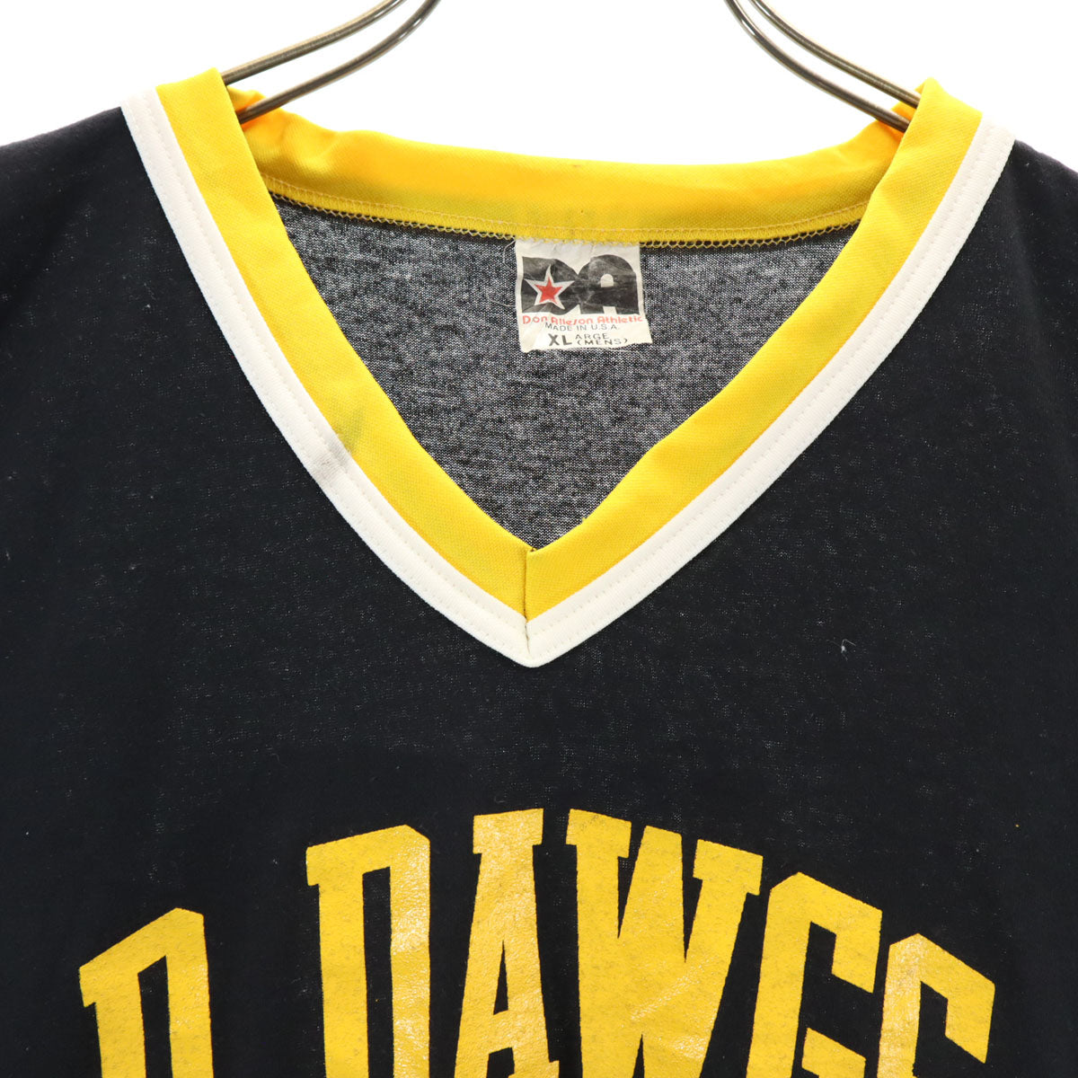 Don Alleson Athletic 80s 90s USA製 オールド 半袖 Vネック Tシャツ XL 黒 メンズ