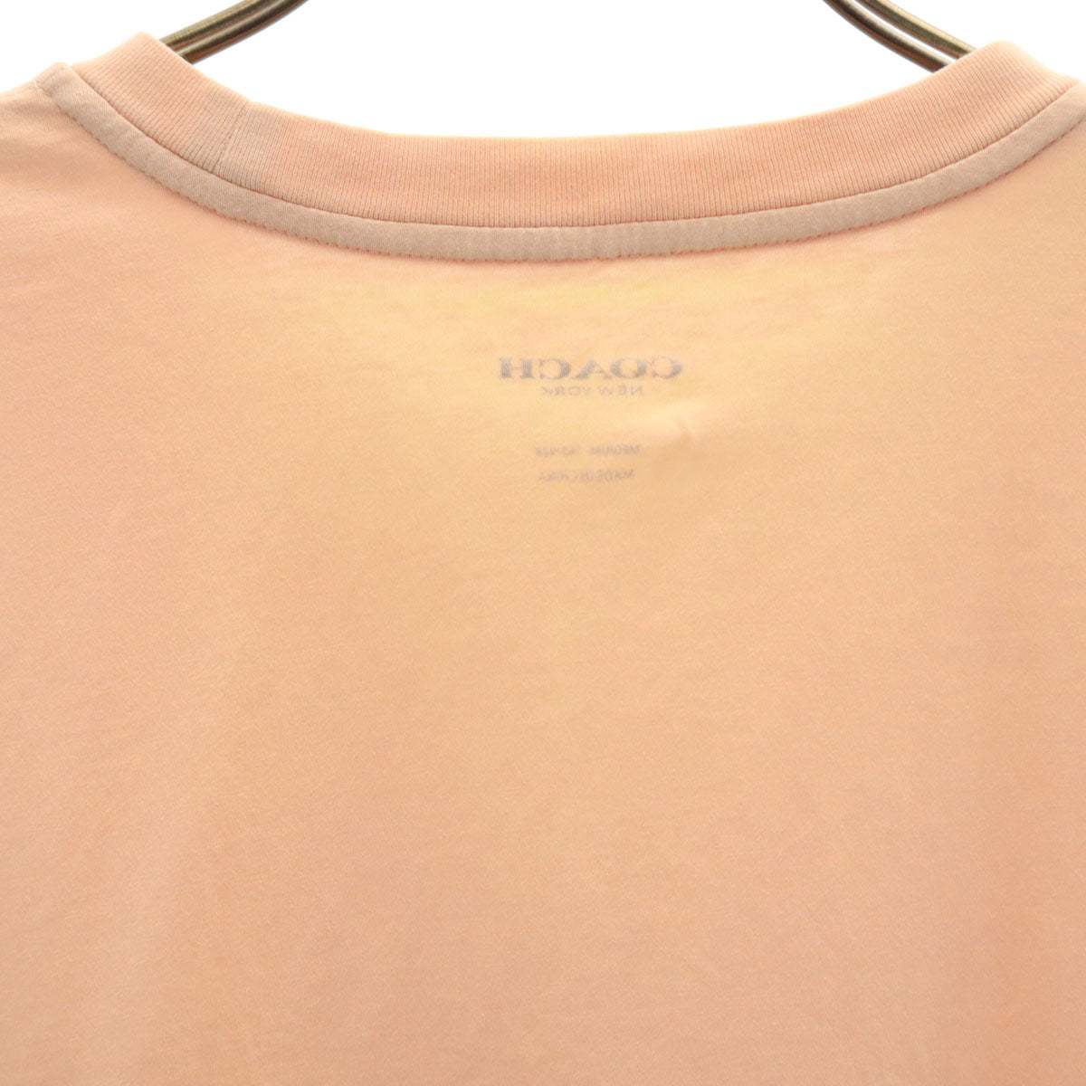 COACH コーチ 花柄刺繍 半袖 Tシャツ M ペールオレンジ 33867 レディース