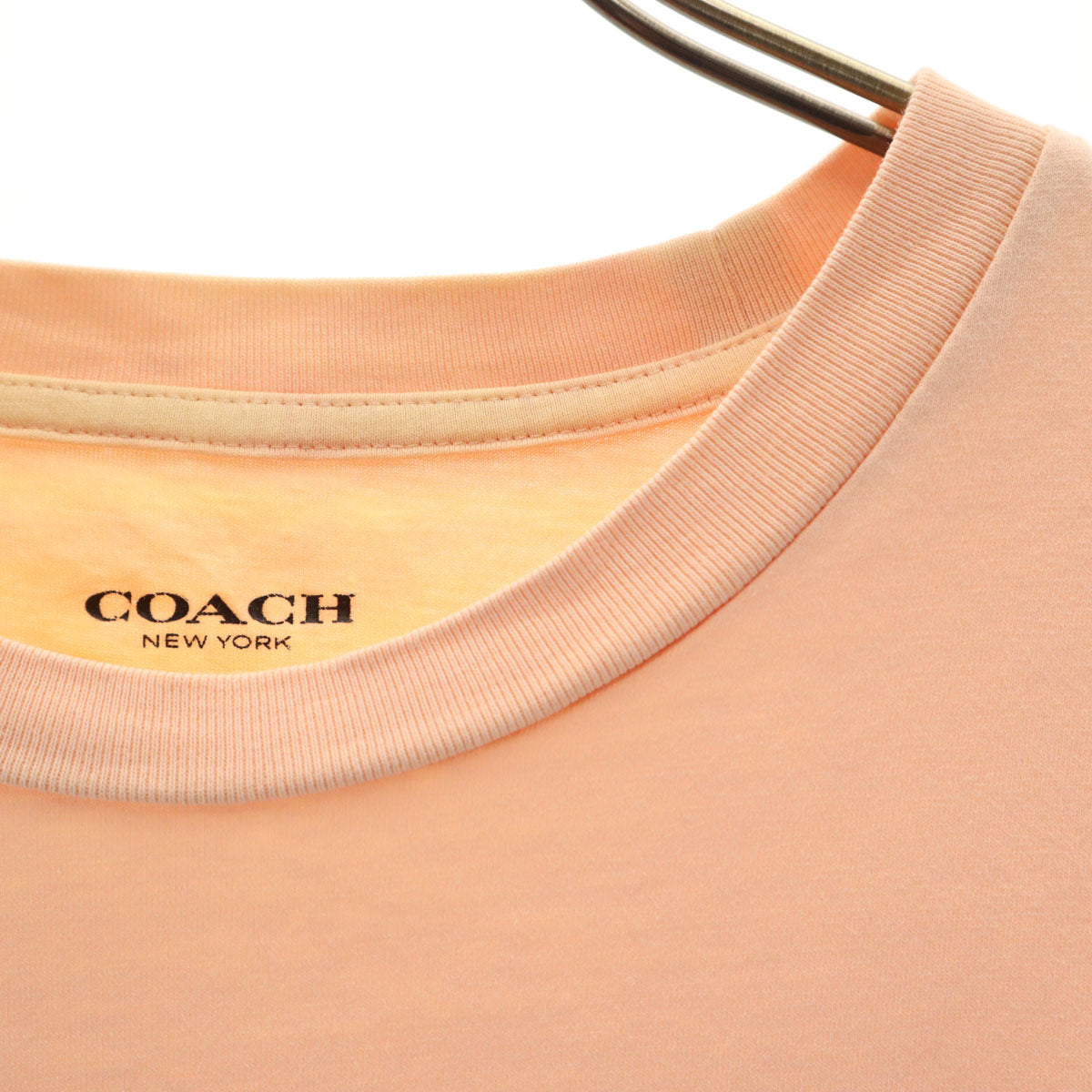 COACH コーチ 花柄刺繍 半袖 Tシャツ M ペールオレンジ 33867 レディース
