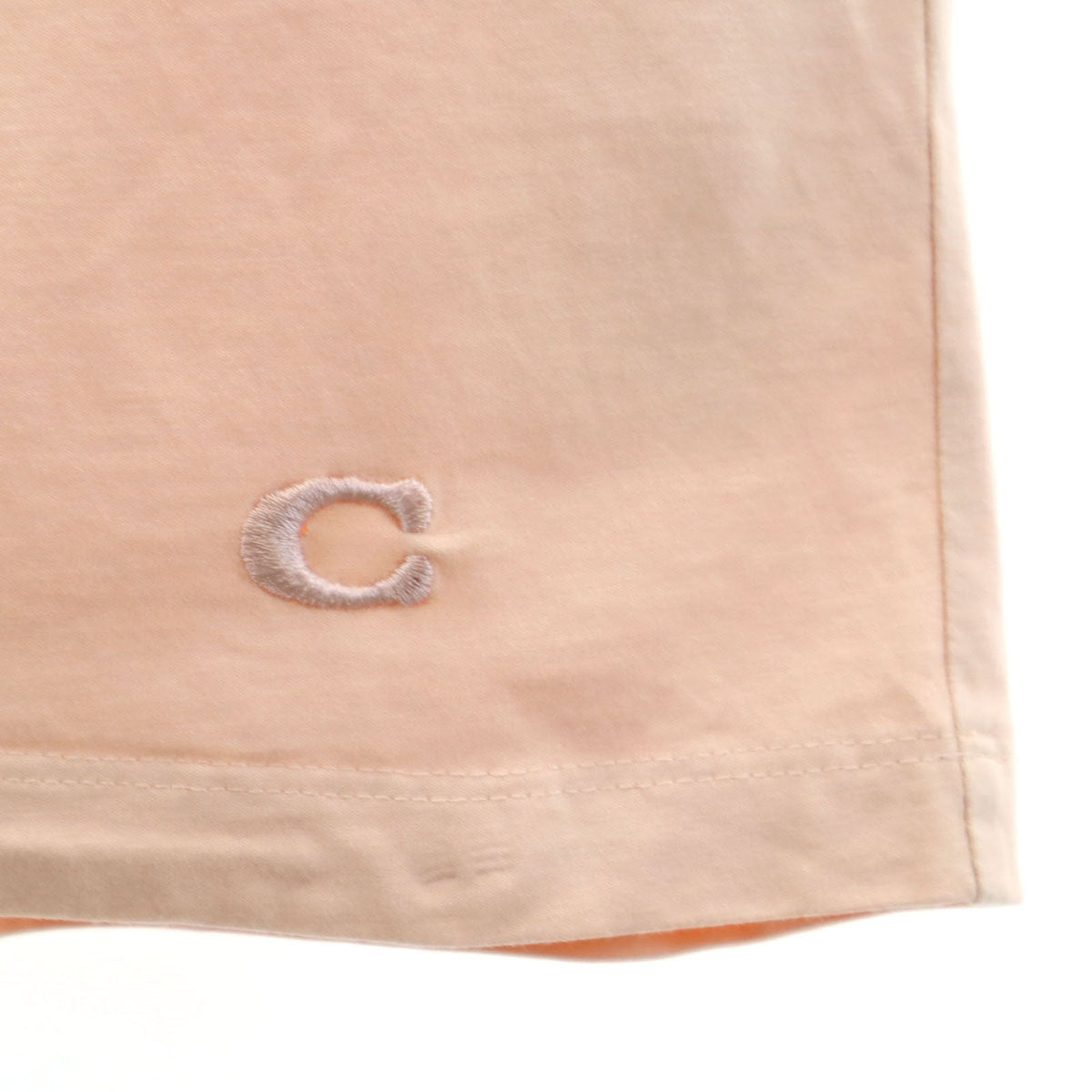 COACH コーチ 花柄刺繍 半袖 Tシャツ M ペールオレンジ 33867 レディース