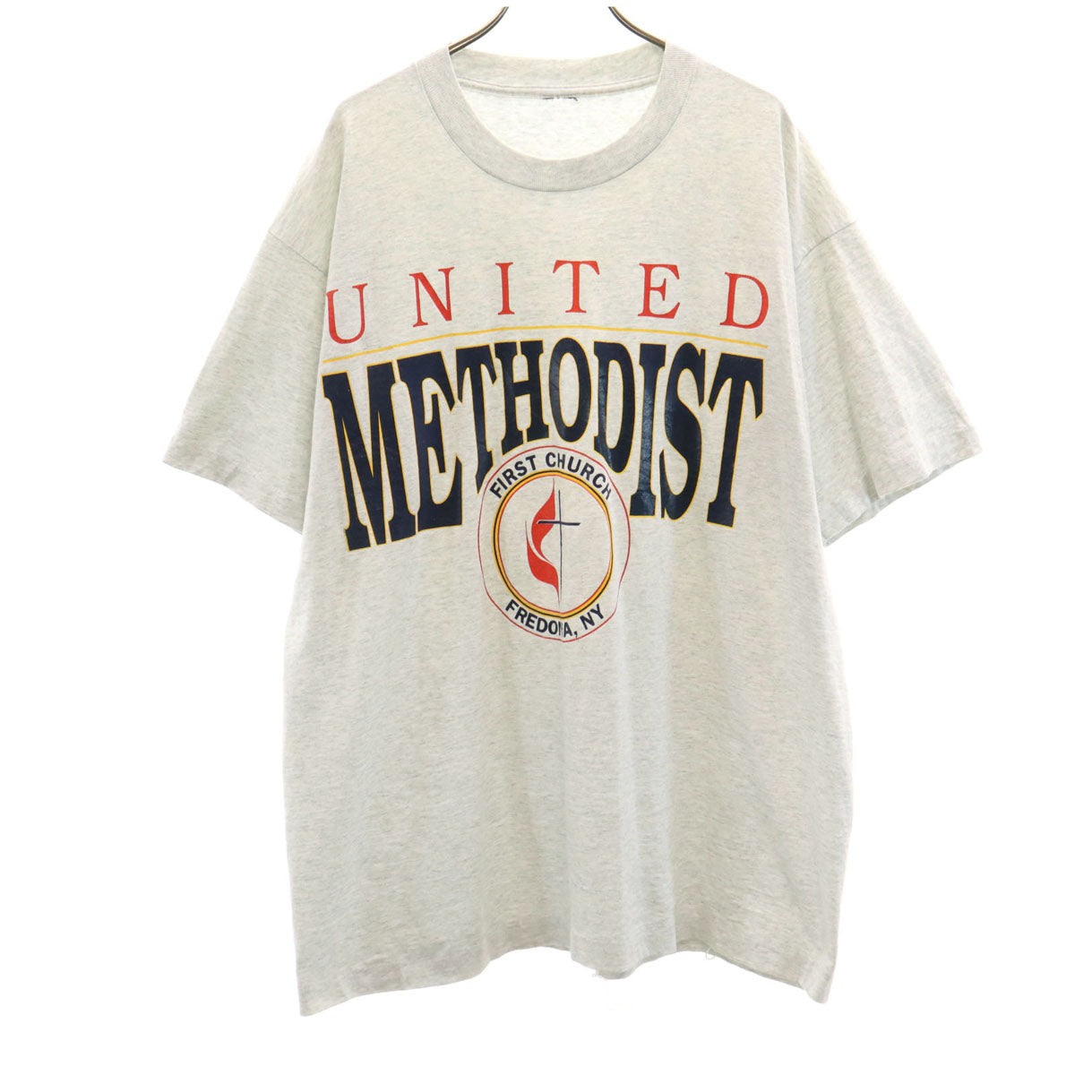 90s オールド メソジスト教会 プリント 半袖 Tシャツ グレー シングルステッチ メンズ