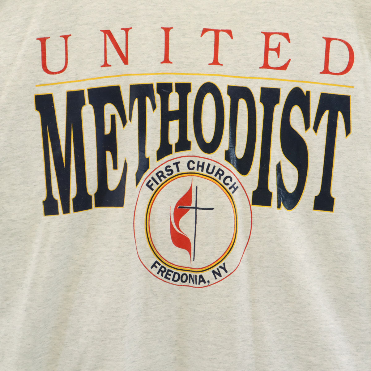 90s オールド メソジスト教会 プリント 半袖 Tシャツ グレー シングルステッチ メンズ