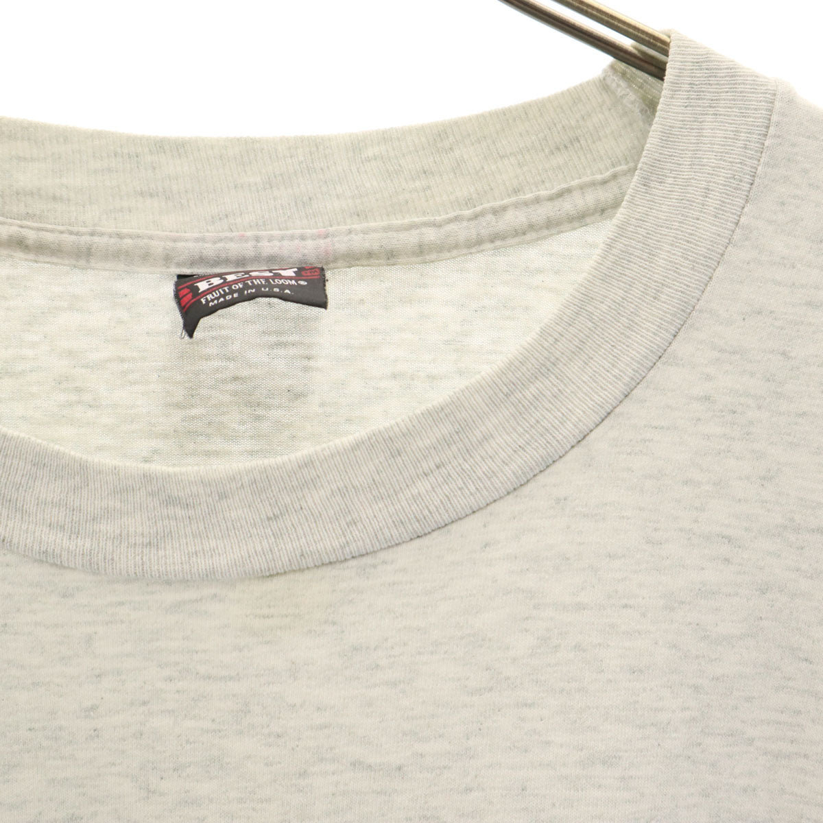 FRUIT OF THE LOOM BEST フルーツオブザルーム ベスト 90s USA製 オールド バックプリント 半袖 Tシャツ XL グレー シングルステッチ メンズ