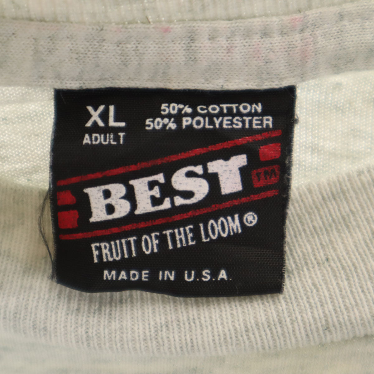 FRUIT OF THE LOOM BEST フルーツオブザルーム ベスト 90s USA製 オールド バックプリント 半袖 Tシャツ XL グレー シングルステッチ メンズ