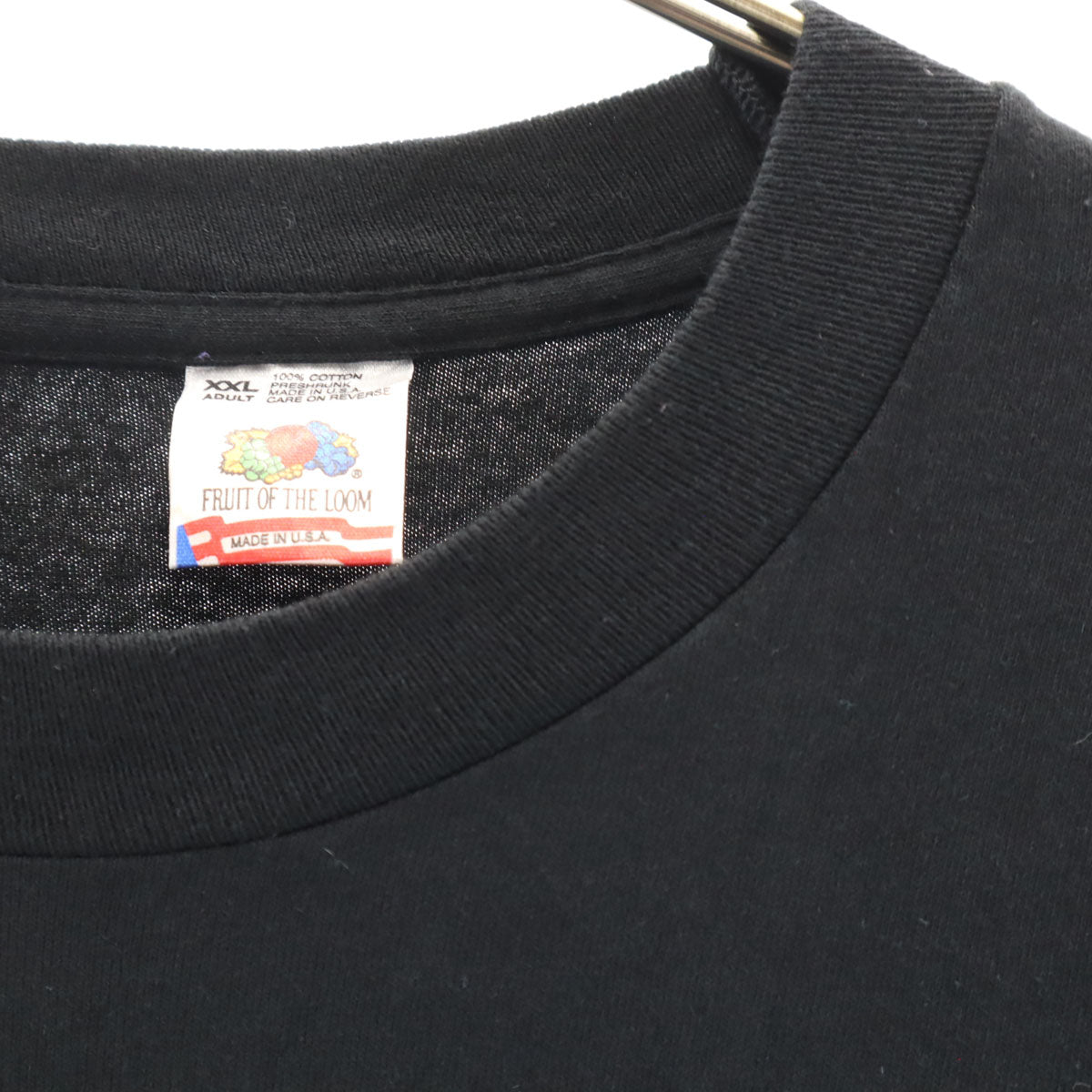 FRUIT OF THE LOOM フルーツオブザルーム 90s USA製 オールド バックプリント FIRE 半袖 ロング Tシャツ XXL ブラック シングルステッチ ビッグサイズ メンズ