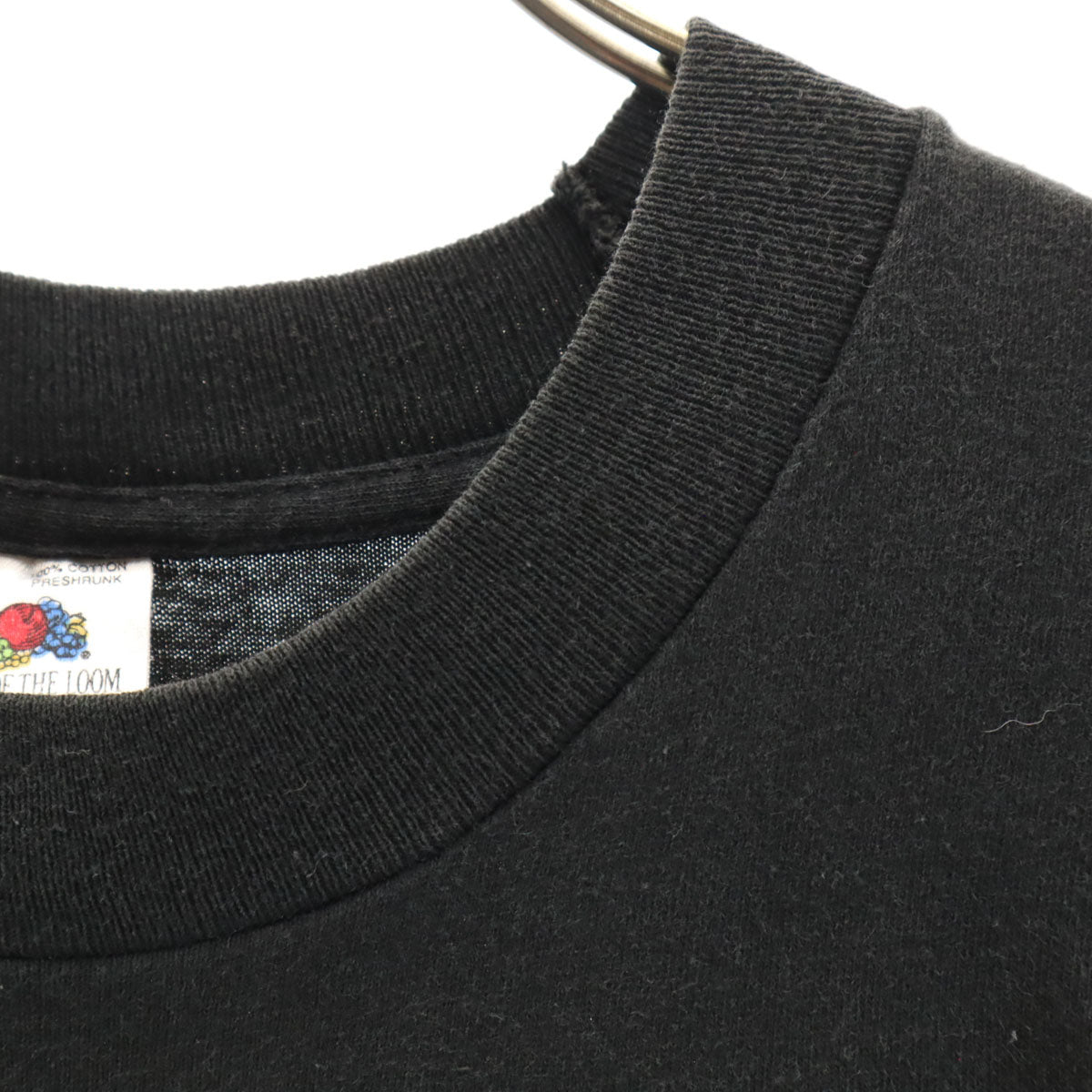 FRUIT OF THE LOOM フルーツオブザルーム 90s USA製 オールド メッセージ プリント 半袖 Tシャツ L ブラック シングルステッチ メンズ