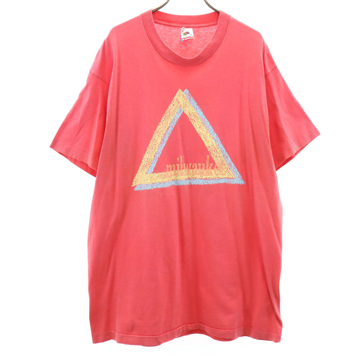 FRUIT OF THE LOOM フルーツオブザルーム 90s USA製 オールド milwaukee 半袖 Tシャツ XL ピンク シングルステッチ メンズ