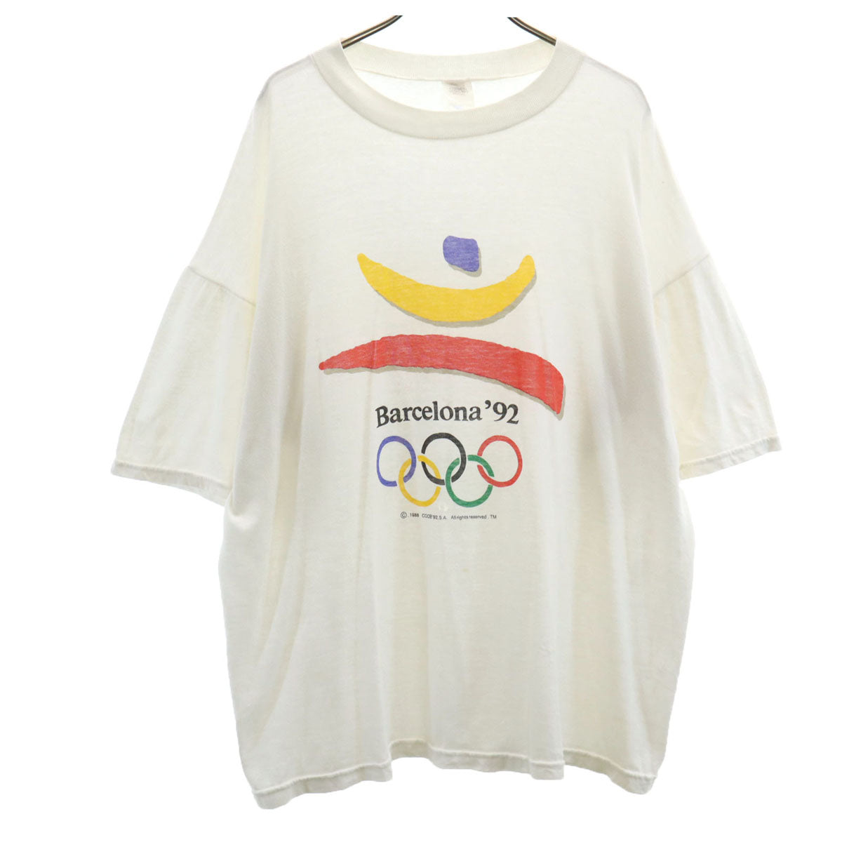 90s オールド 半袖 Tシャツ ホワイト バルセロナ オリンピック メンズ