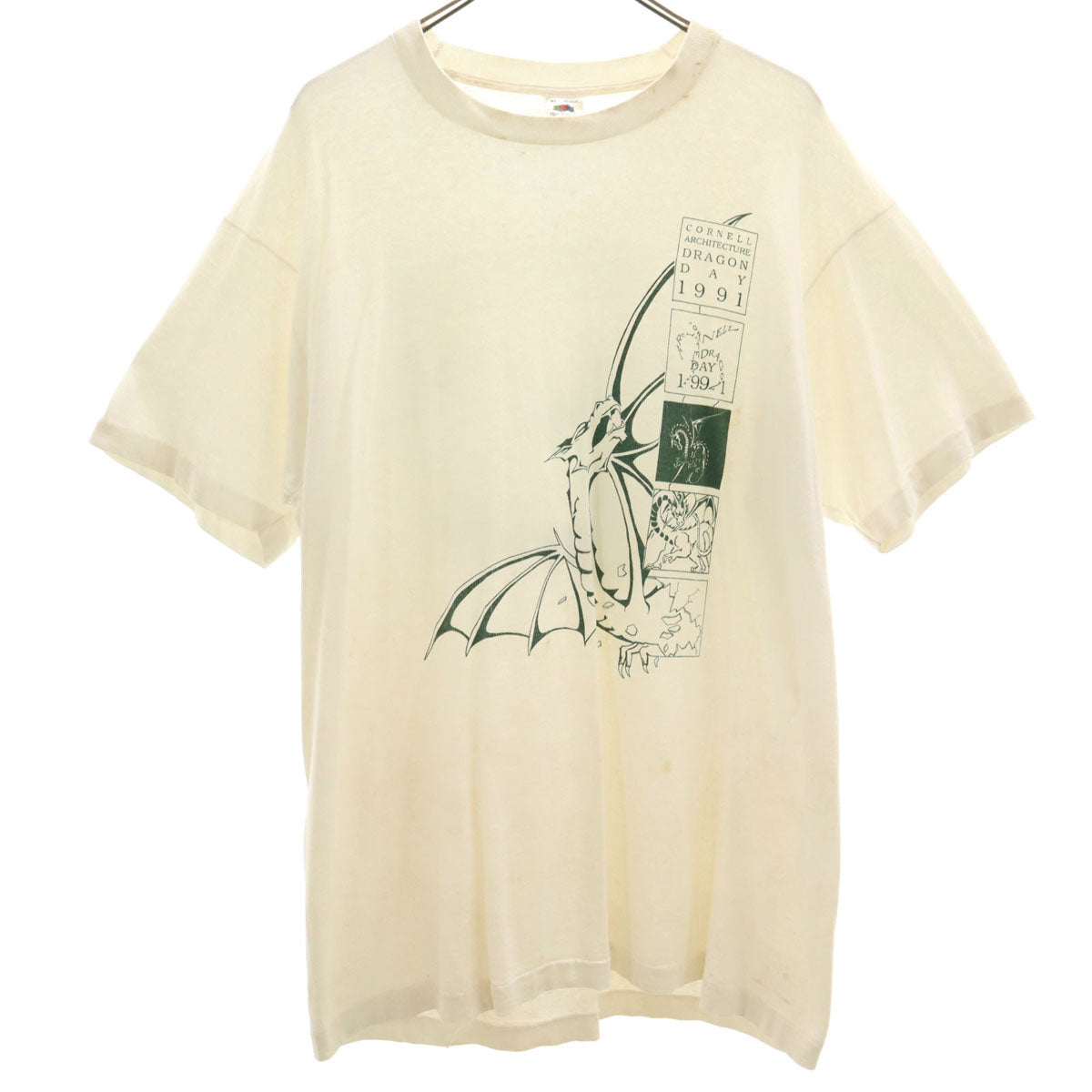 FRUIT OF THE LOOM フルーツオブザルーム 90s USA製 オールド 半袖 Tシャツ XL 白 ドラゴン シングルステッチ メンズ