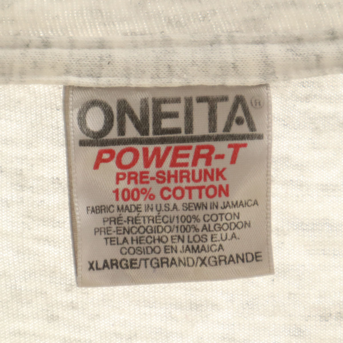ONEITA オニータ 90s オールド バックプリント 半袖 Tシャツ XL グレー POWER-T シングルステッチ メンズ