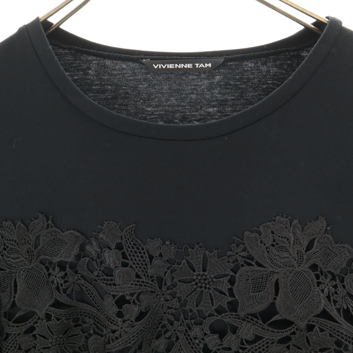 VIVIENNE TAM ヴィヴィアンタム 日本製 レース柄 半袖 Tシャツ 40 ブラック レディース