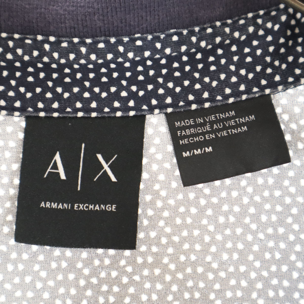 ARMANI EXCHANGE アルマーニエクスチェンジ 総柄 半袖 ポロシャツ M ネイビー メンズ