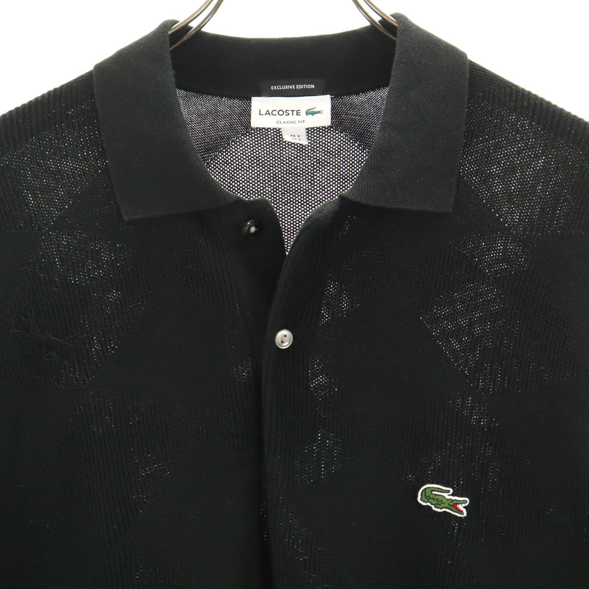 LACOSTE ラコステ CLASSIC FIT 半袖 コットンニット ポロシャツ 3 ブラック メンズ