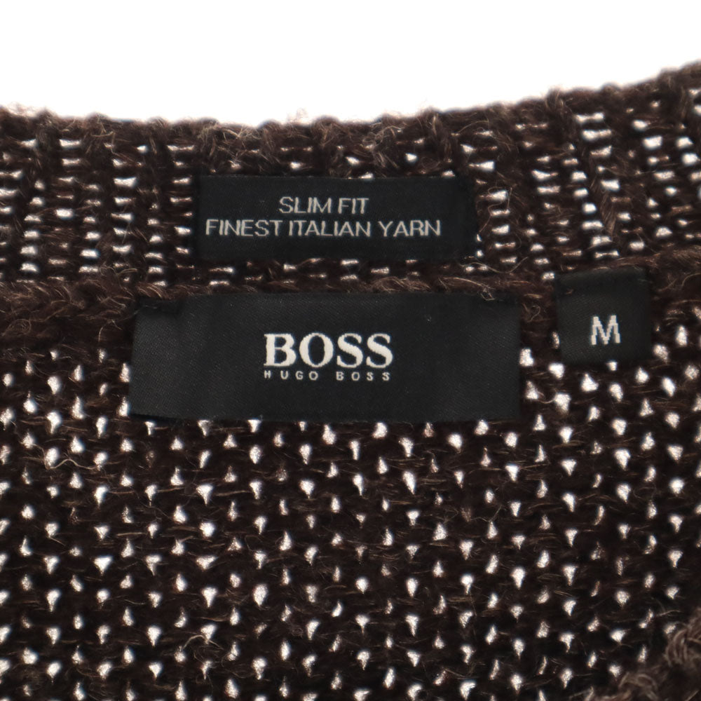 ボスヒューゴボス 長袖 スリムフィット セーター M ブラウン BOSS HUGO BOSS ケーブルニット レディース