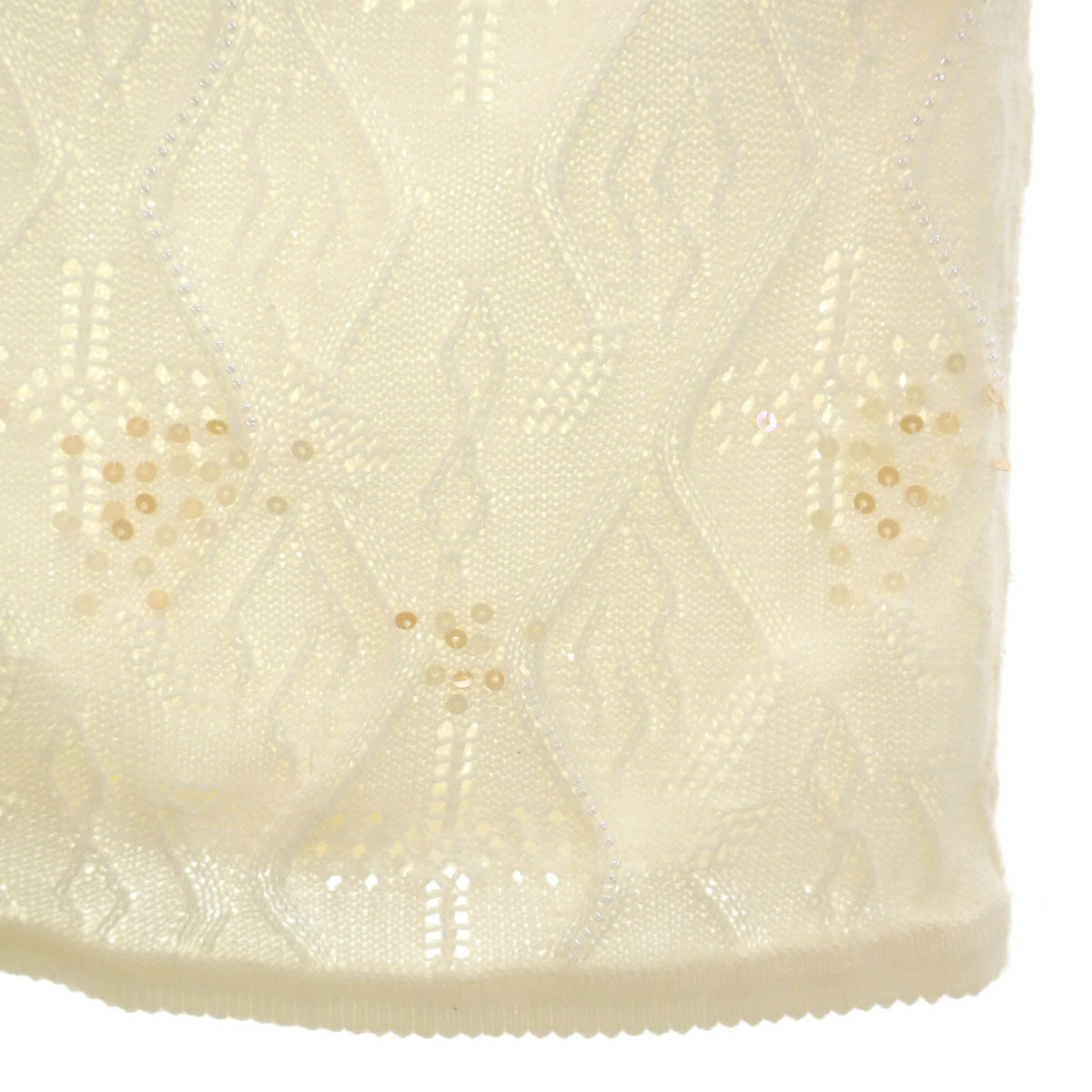 Leilian レリアン 半袖 スパンコール サマー セーター 13 白 ニット レディース