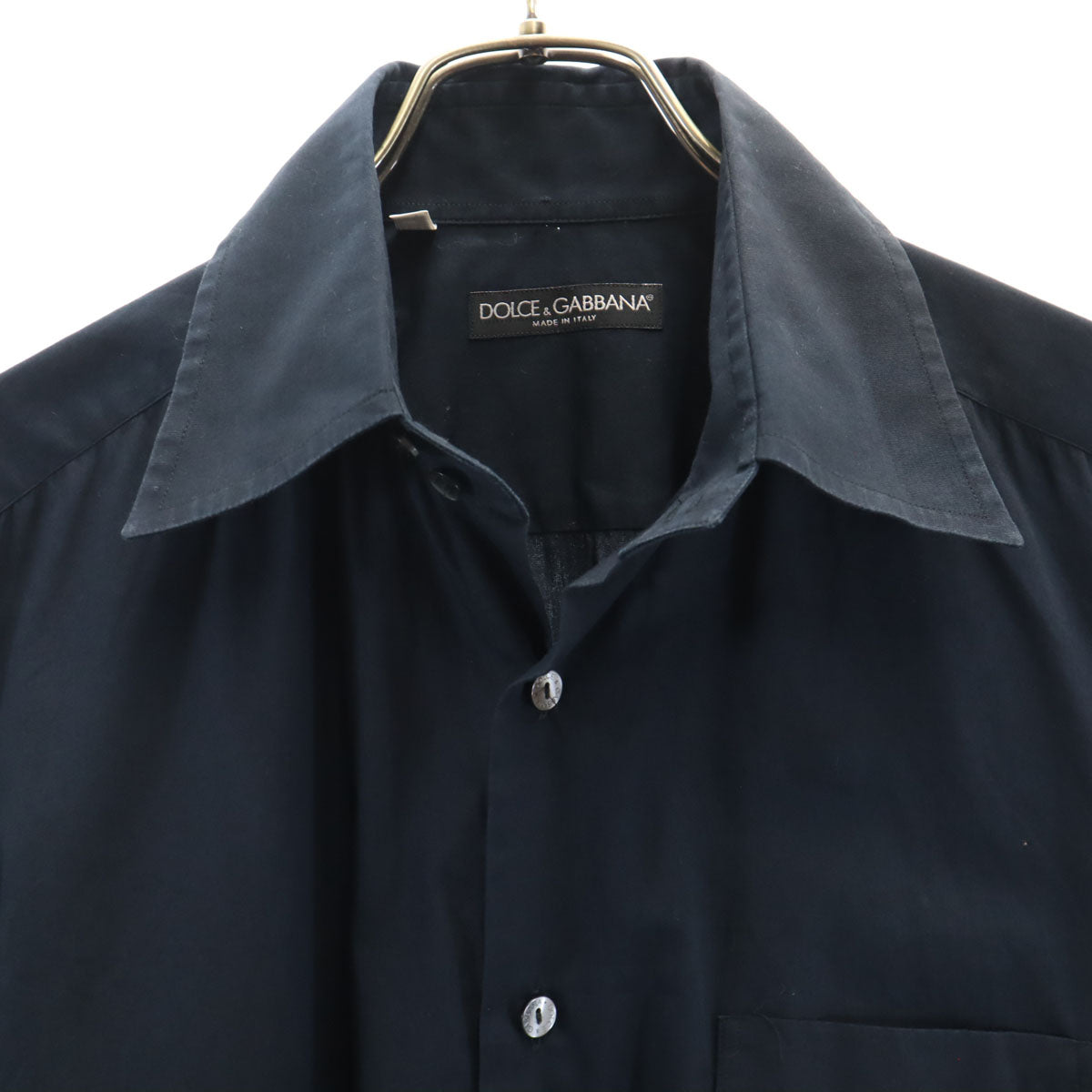 DOLCE&GABBANA ドルチェアンドガッバーナ イタリア製 長袖 コットンシャツ 39 濃紺 メンズ