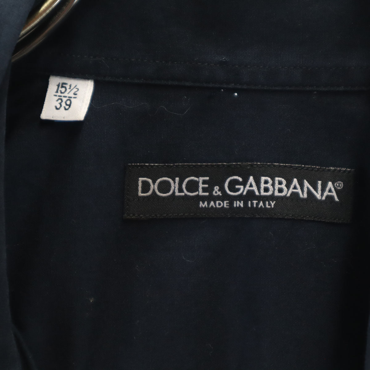 DOLCE&GABBANA ドルチェアンドガッバーナ イタリア製 長袖 コットンシャツ 39 濃紺 メンズ