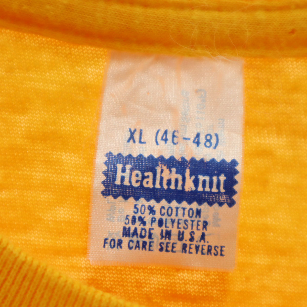 Healthknit ヘルスニット 80s USA製 ヴィンテージ ドラゴン プリント 半袖 Tシャツ XL イエロー シングルステッチ 龍 メンズ