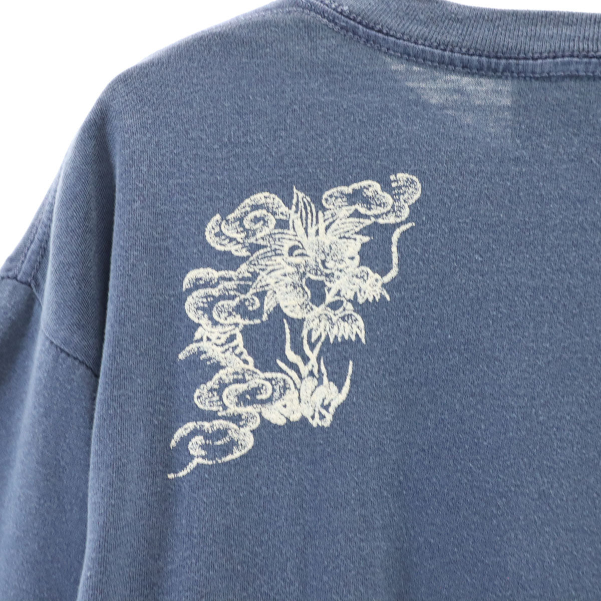 Zoom ズーム 90s USA製 オールド ドラゴン タイガー プリント 半袖 Tシャツ M ネイビー 龍 虎 メンズ