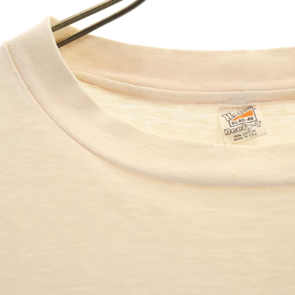 Hanes ヘインズ 70s USA製 ヴィンテージ イーグル プリント 半袖 Tシャツ XL アイボリー系 シングルステッチ BEEFY-T メンズ