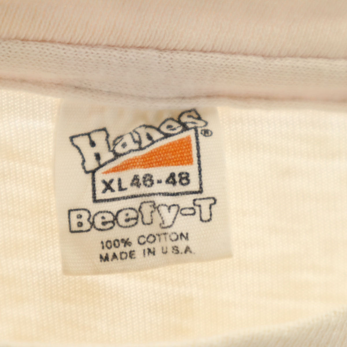 Hanes ヘインズ 70s USA製 ヴィンテージ イーグル プリント 半袖 Tシャツ XL アイボリー系 シングルステッチ BEEFY-T メンズ