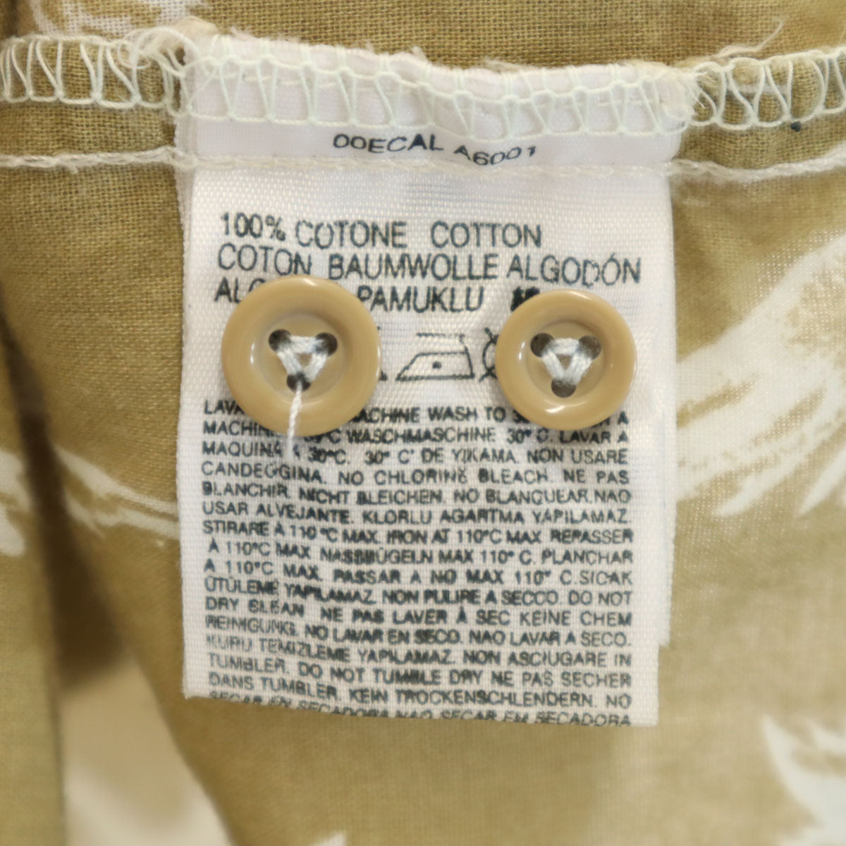 DIESEL ディーゼル バード柄 半袖 コットンシャツ M カーキベージュ メンズ