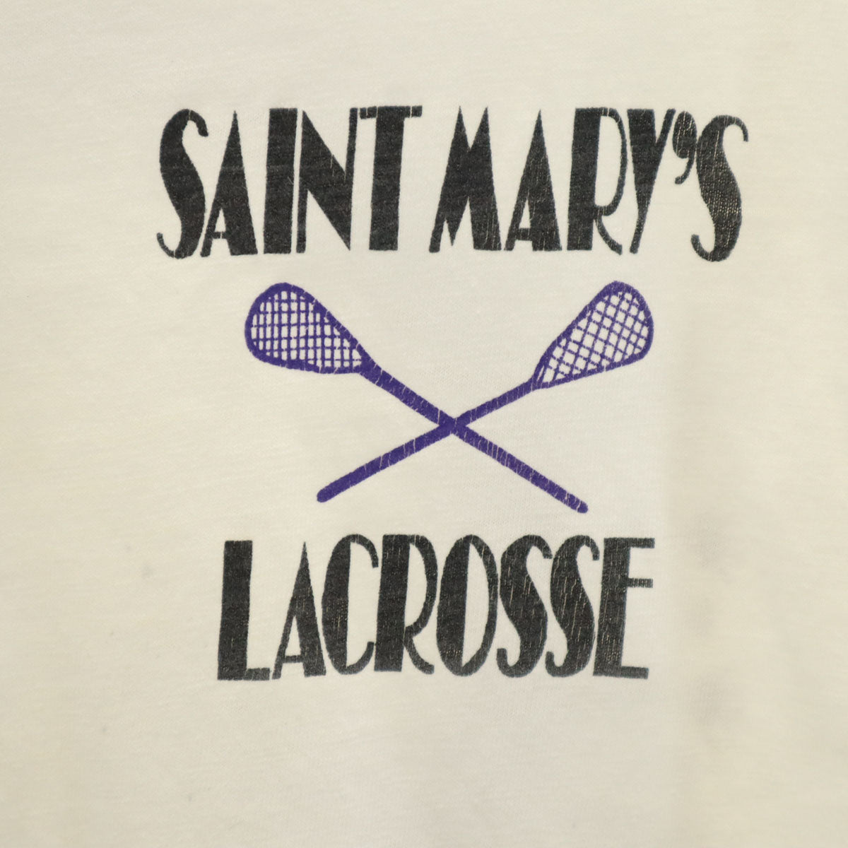 Hanes ヘインズ 80s 90s USA製 オールド バックプリント ラクロス 半袖 Tシャツ L ホワイト シングルステッチ メンズ