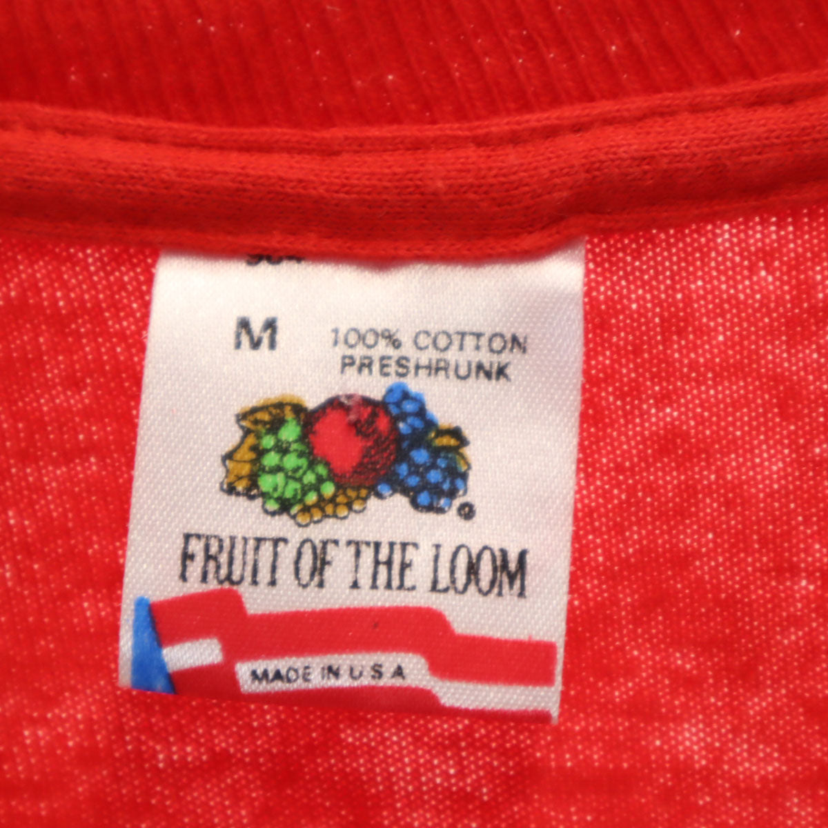FRUIT OF THE LOOM フルーツオブザルーム 90s USA製 オールド 半袖 無地 Tシャツ M レッド シングルステッチ ポケT メンズ