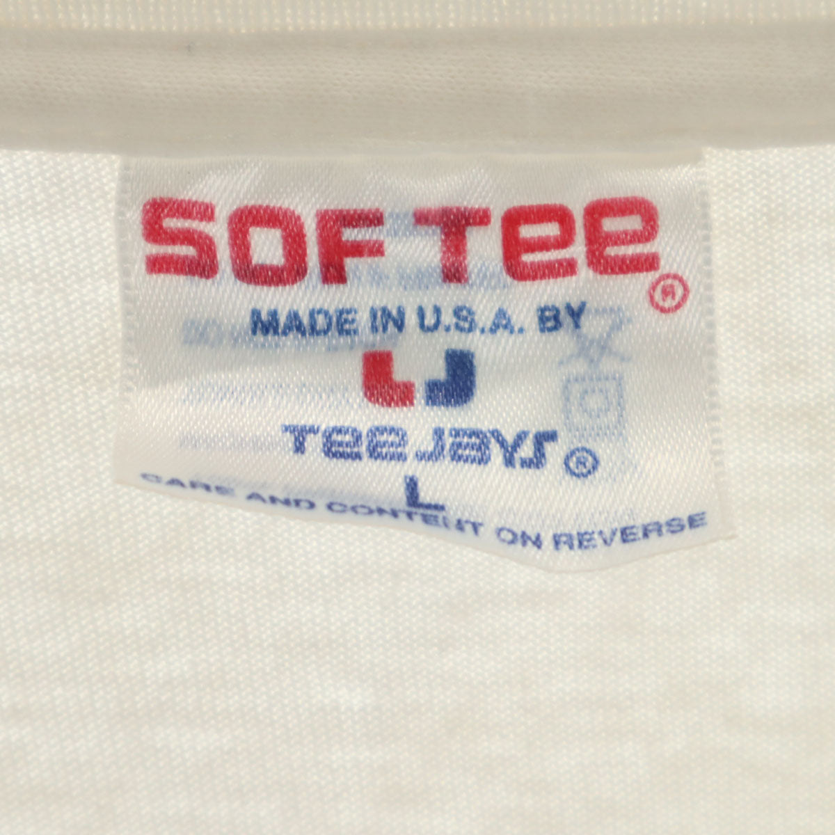 SOF Tee ソフティー 90s USA製 オールド バックプリント バレーボール 半袖 Tシャツ L ホワイト シングルステッチ メンズ