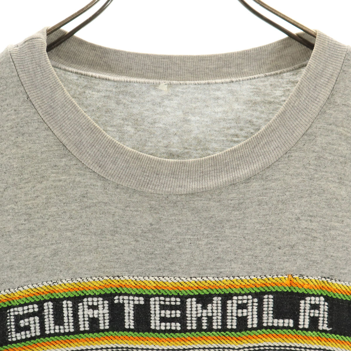 90s オールド グアテマラ 刺繍 半袖 Tシャツ グレー エスニック メンズ