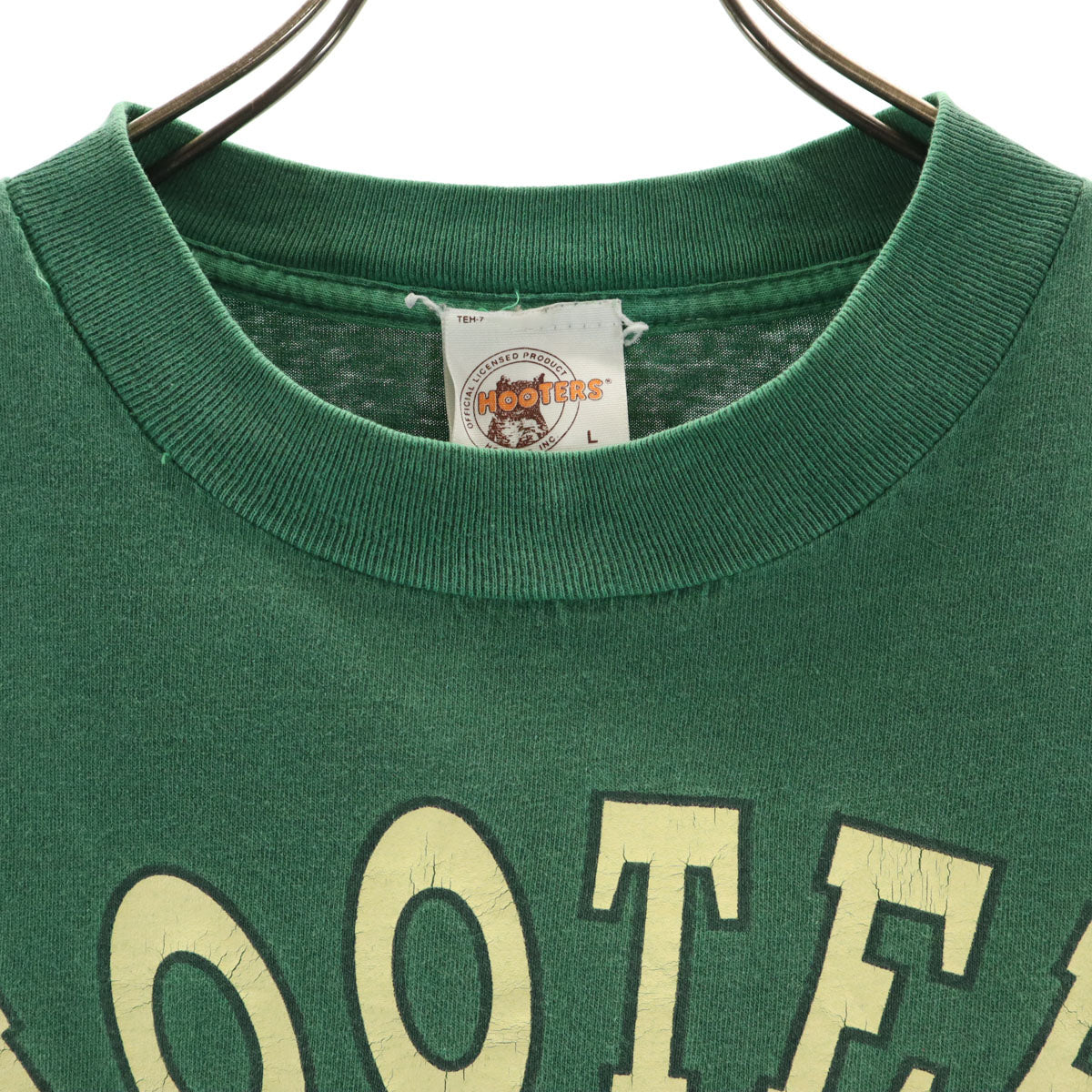 HOOTERS フーターズ 90s USA製 オールド 半袖 Tシャツ L グリーン シングルステッチ メンズ
