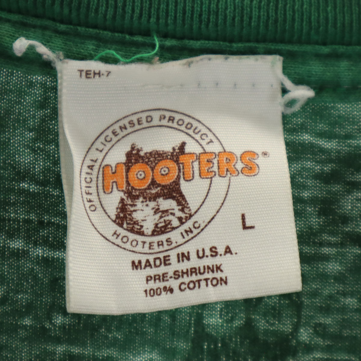 HOOTERS フーターズ 90s USA製 オールド 半袖 Tシャツ L グリーン シングルステッチ メンズ