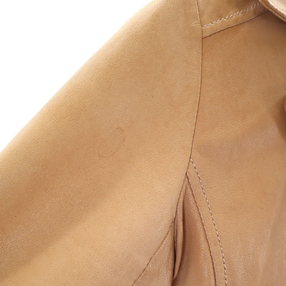 Diagram ダイアグラム シープスキン レザー ダブルライダースジャケット 36 ベージュ レディース