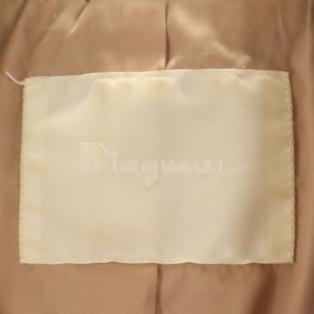 Diagram ダイアグラム シープスキン レザー ダブルライダースジャケット 36 ベージュ レディース