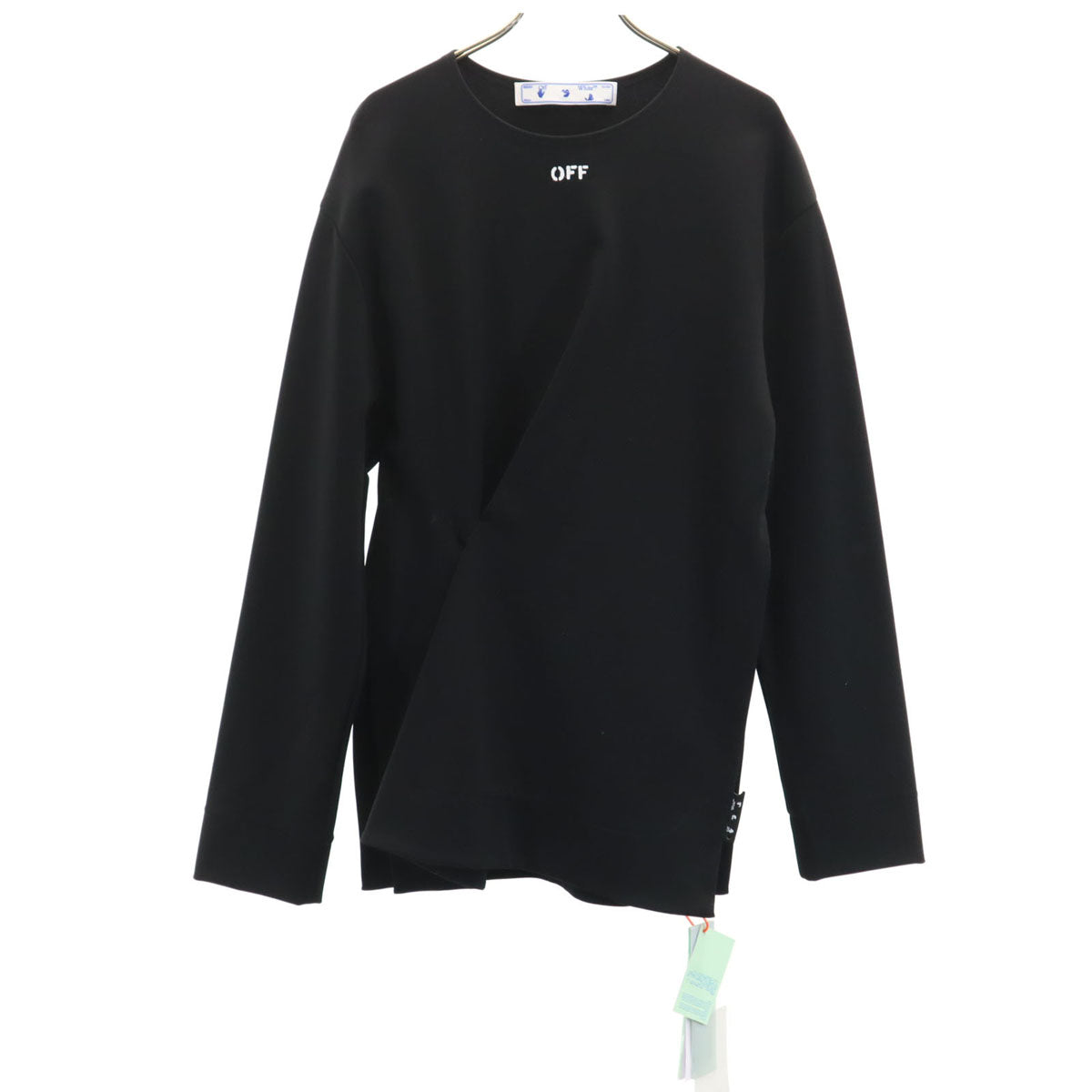 未使用 OFF-WHITE オフホワイト イタリア製 長袖 カットソー 38 ブラック JERSEY NAIL WRAP TOP トップス レディース