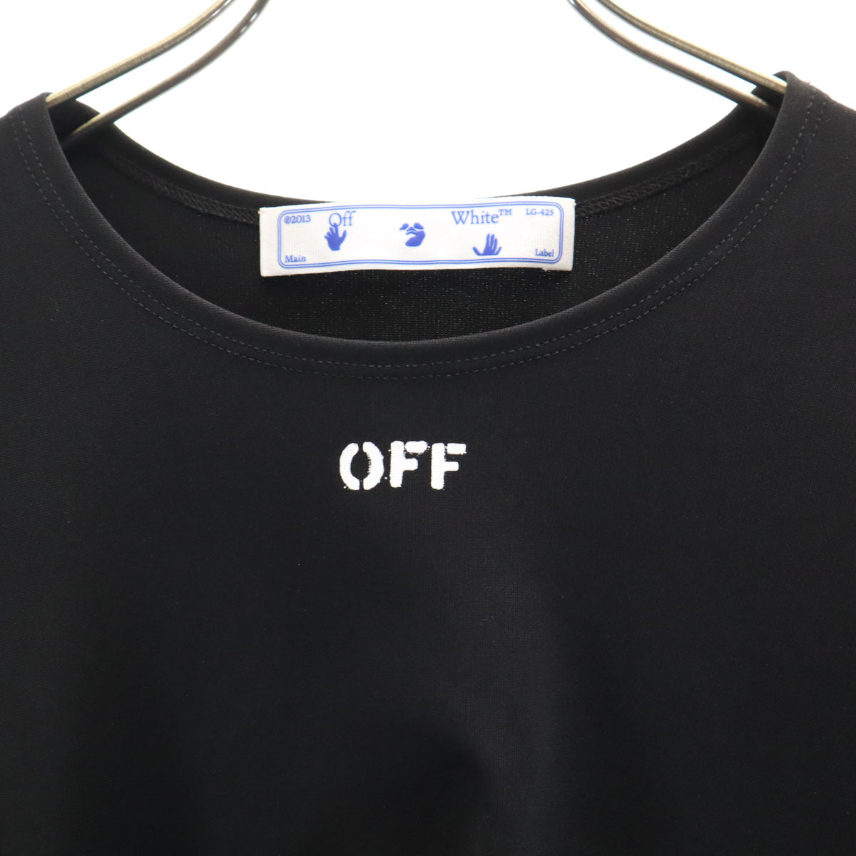 未使用 OFF-WHITE オフホワイト イタリア製 長袖 カットソー 38 ブラック JERSEY NAIL WRAP TOP トップス レディース